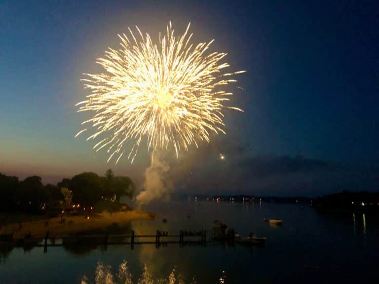 Fireworks fly over Cape Cod on the Fourth of July